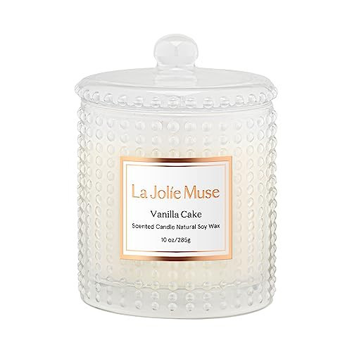 LA Jolie Muse Vanilla Cake Scented Candles, Vanilla Candles for Women, Candles for Home Scented, Natural Soy Candles, 75 Hours Long Burning, 10 OZ | Amazon (US)