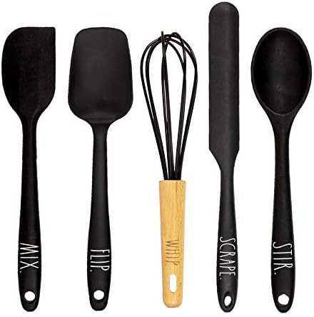 Rae Dunn Everyday Collection 5 Piece Mini Kitchen Utensil Set, Silicone Kitchen Tools with Beechw... | Amazon (US)