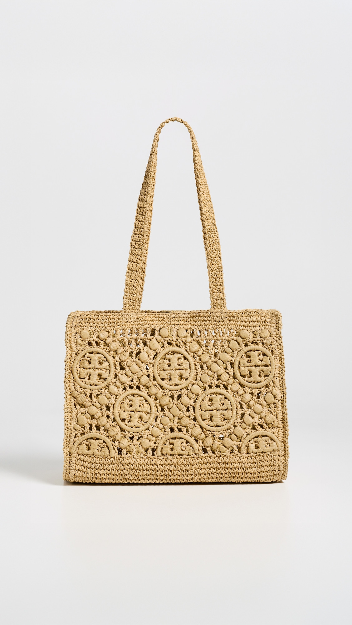 Tory Burch T Monogram Crochet Small Tote Natural One Size | Shopbop