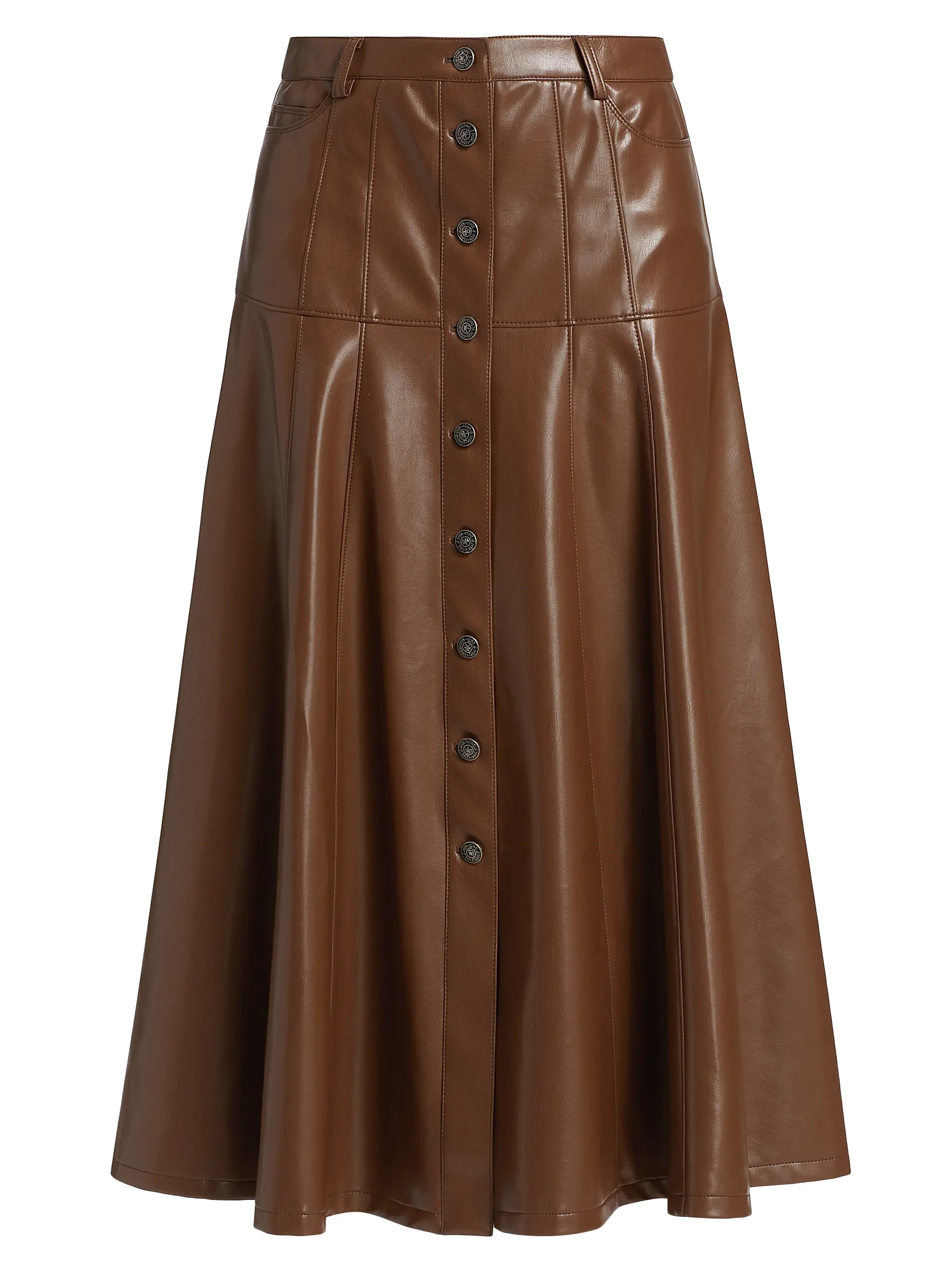 Shop Cinq à Sept Veena Vegan Leather Midi-Skirt | Saks Fifth Avenue | Saks Fifth Avenue