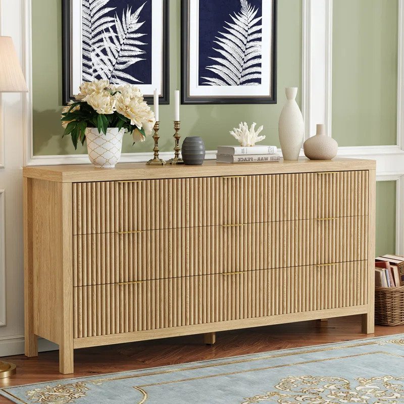 Latitude Run® Dresser for Bedroom with 9 Drawers, Modern Nightstand Cabinet Wood Dresser with Sp... | Wayfair North America