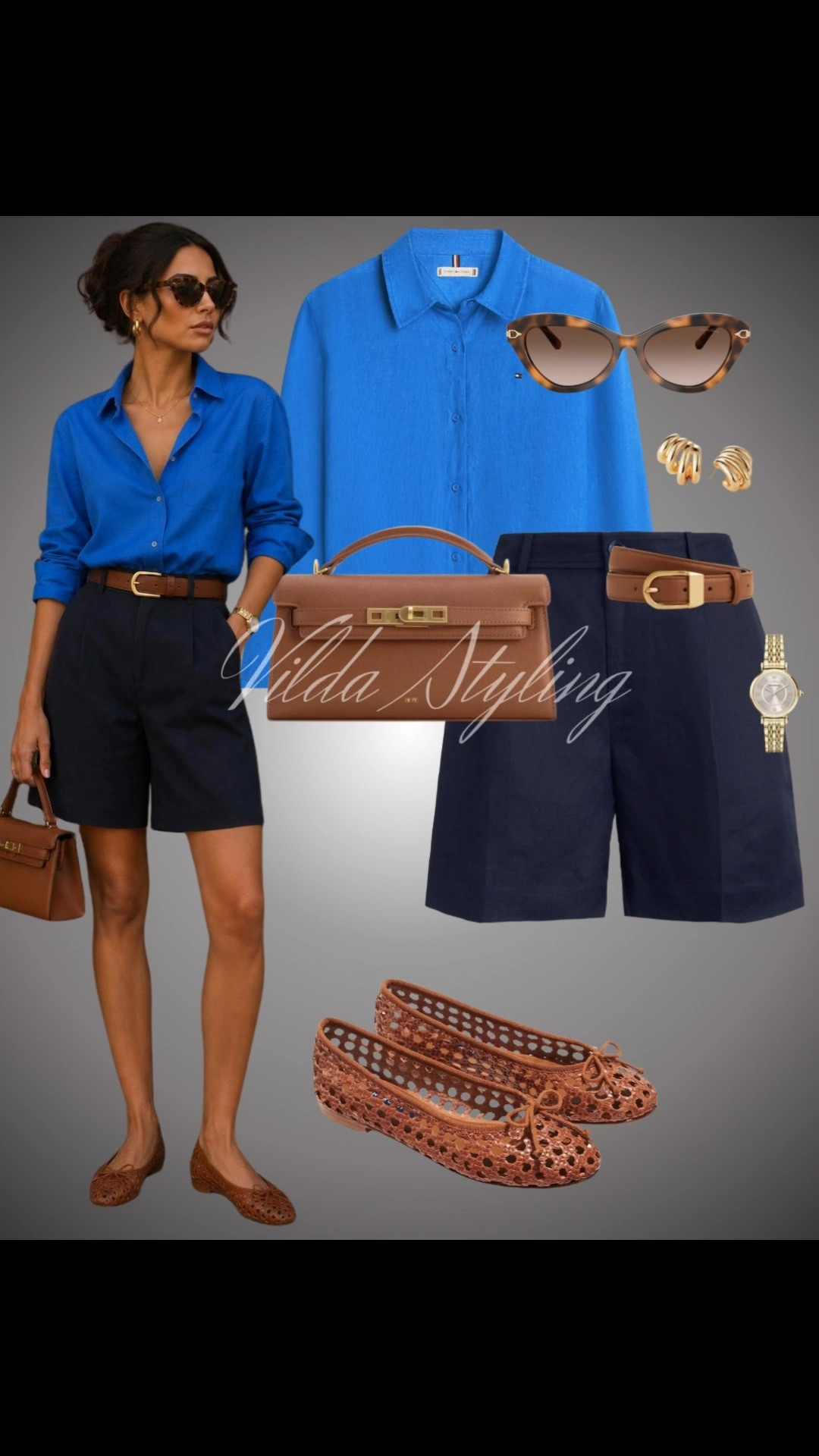 Elevate your summer wardrobe with this sophisticated pop of color! A vibrant royal blue linen shirt paired with tailored navy shorts creates a polished, high-contrast look. Finished with rich brown leather accessories, including a classic bag and chic woven ballet flats, this outfit is perfect for transitioning from a morning meeting to a stylish afternoon lunch.

#LTKsummer #summerstyle #royalblue #tailoredshorts #classicstyle #summeroutfit #effortlesschic #ootd #LTKstyletip

#LTKsummer #LTKworkwear #LTKstyletip