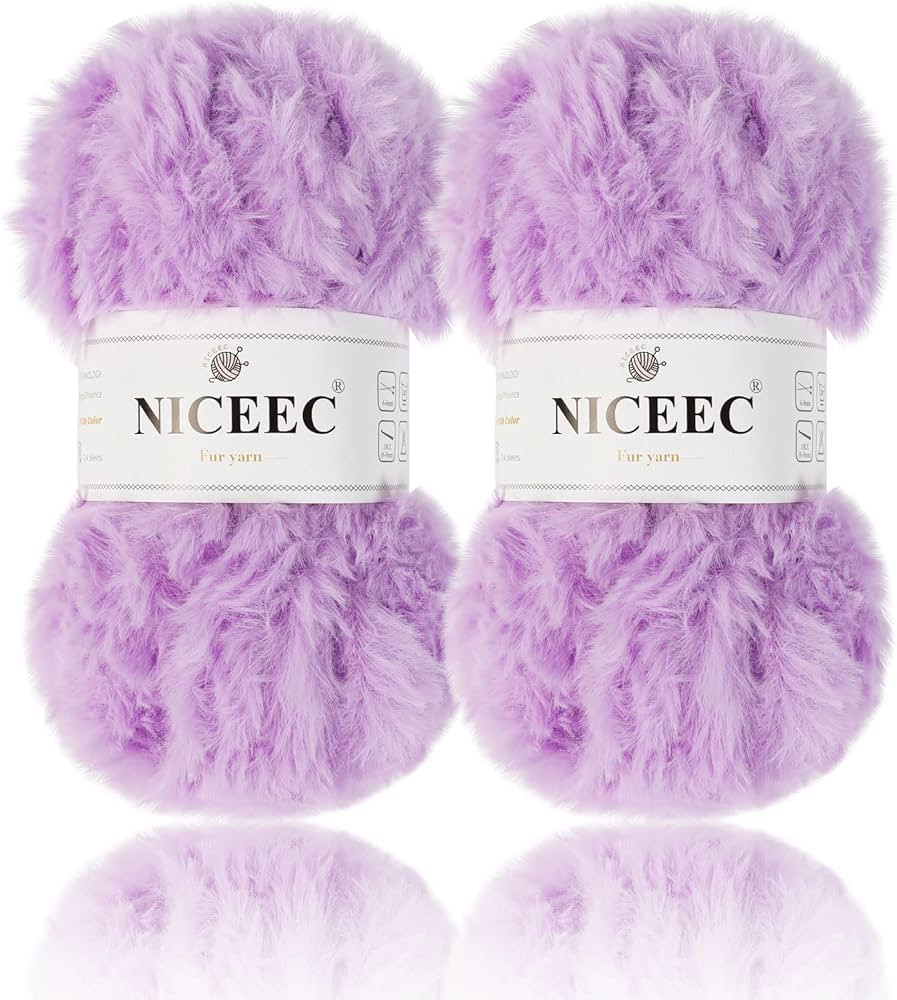 NICEEC 2 Skeins Super Soft Fur Yarn Chunky Fluffy Faux Fur Yarn Eyelash Yarn for Crochet Knit-Tot... | Amazon (US)
