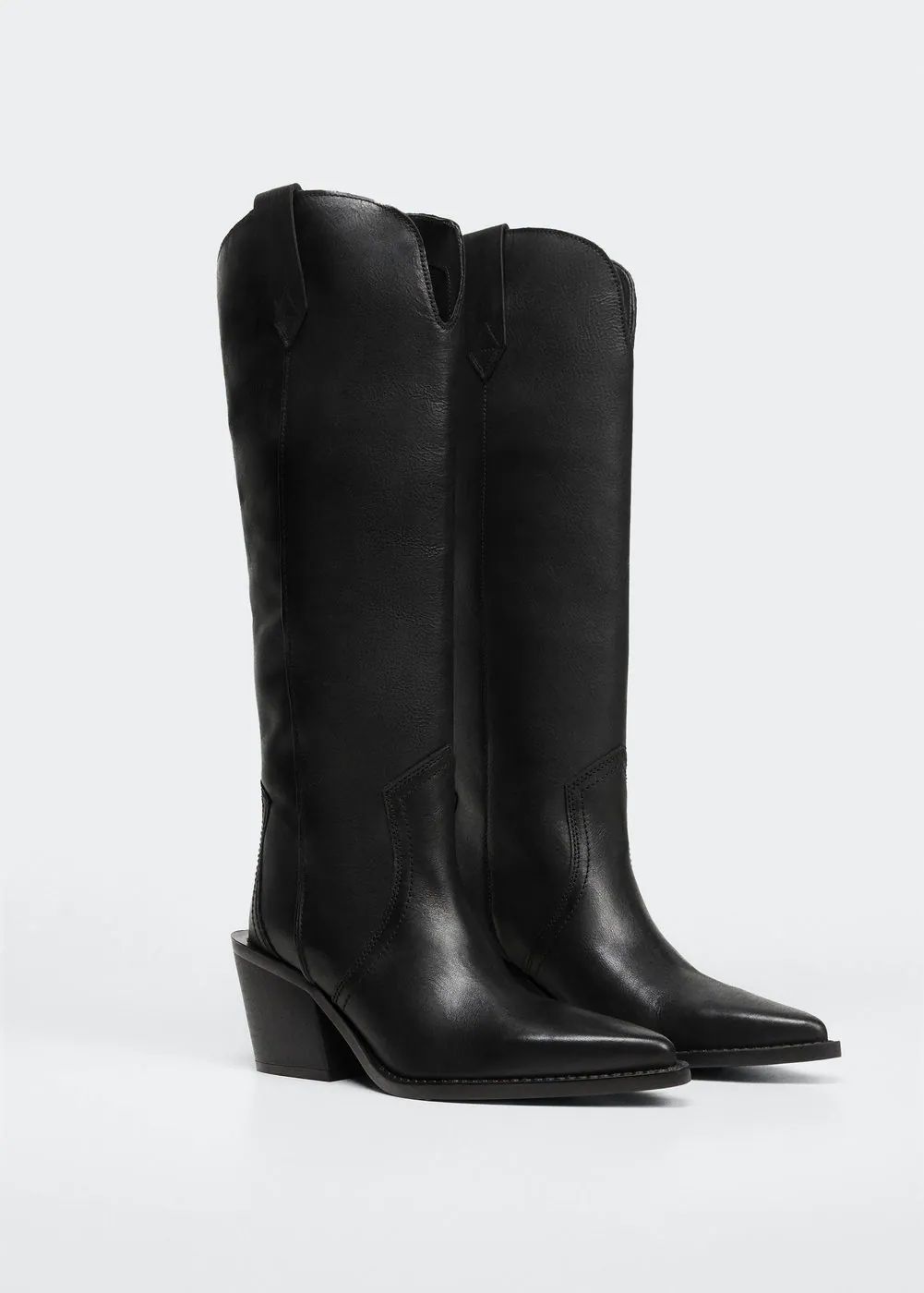 Cowboy leather boots -  Women | Mango USA | MANGO (US)