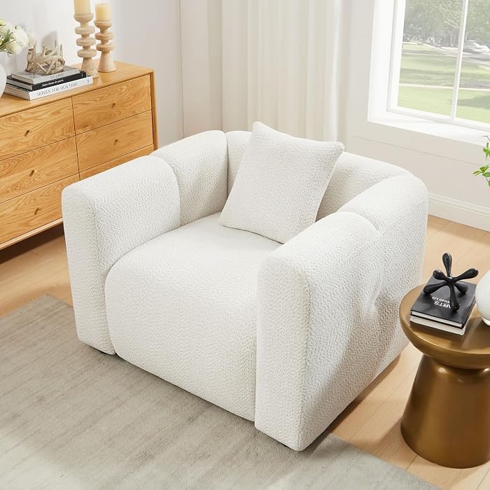 VANOMi 42" Width Accent Chair for Living Room, Modern Lounge Chair with Pillow, Comfy Upholstered... | Amazon (US)