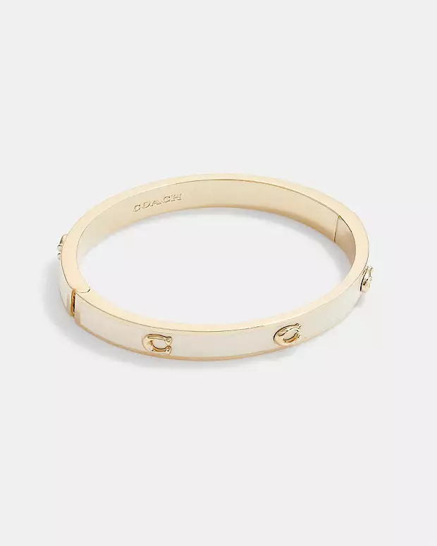 Pegged Signature Hinged Bangle | Coach (US)