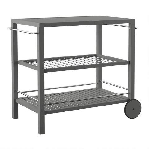 Graywash Acacia Wood and Metal Danville Outdoor Bar Cart | World Market