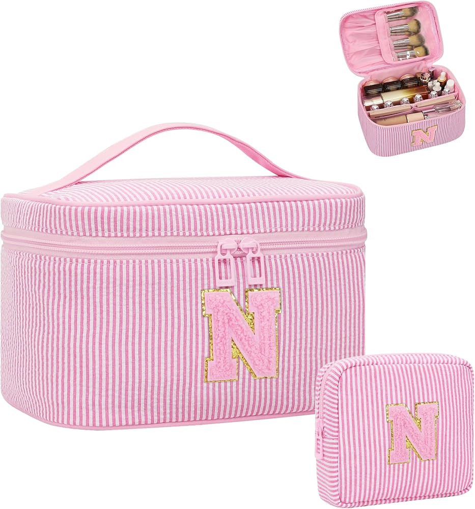 Initial Makeup Bag Cosmetic Bag Bridal Shower Gifts - Bridesmaid Bag,Bridesmaid Proposal Gifts fo... | Amazon (US)
