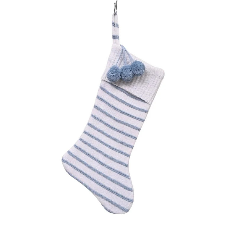 Knit Stripe Christmas Stocking, Blue and White, 21", by Holiday Time | Walmart (US)