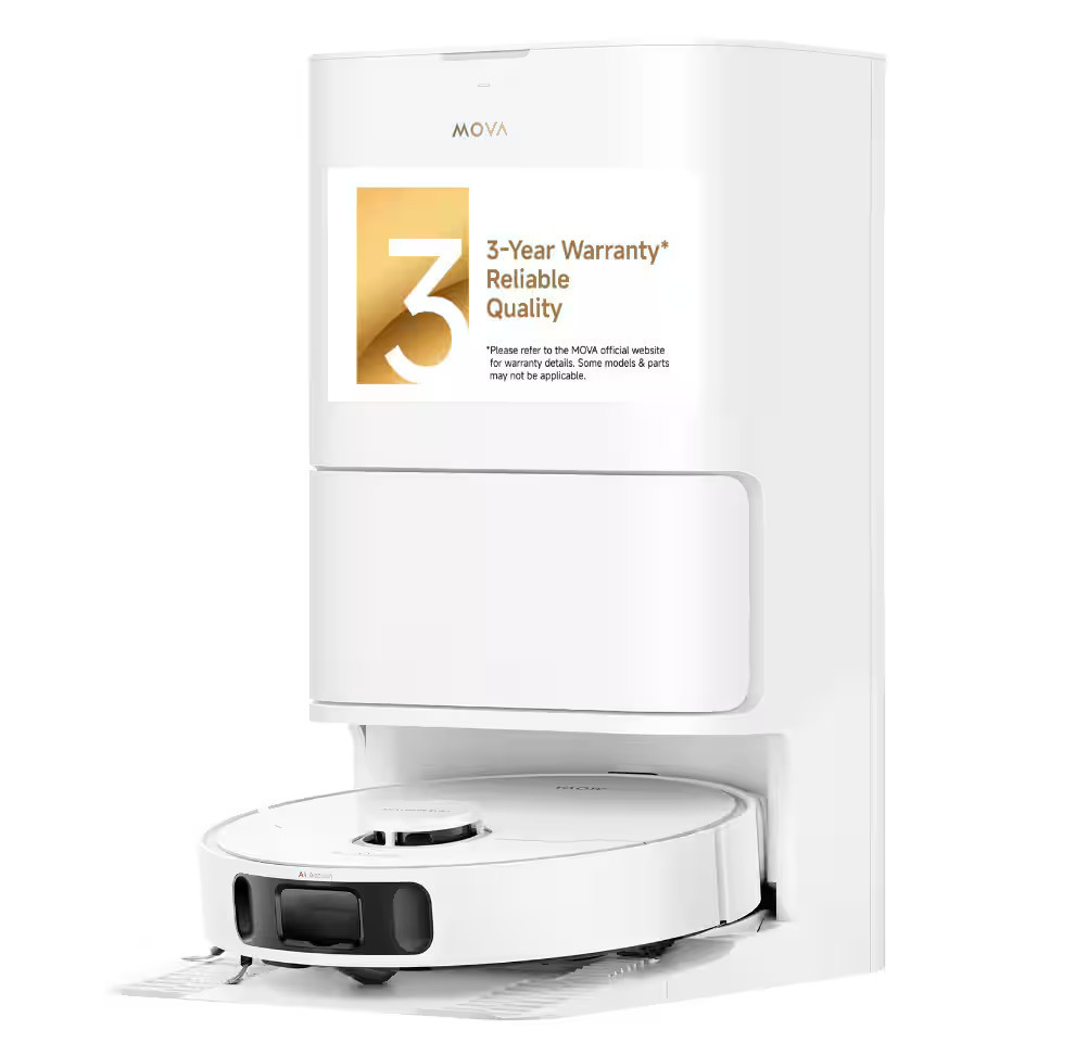 MOVA - P10 Ultra Robot Vacuum and Mop, 8300 Pa Suction, Extenable Mop, 60℃ Hot Water Auto Wash&Dry, Auto Carpet Lift - White | Best Buy U.S.