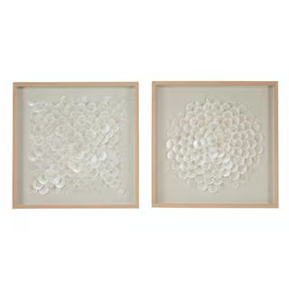 Litton Lane Cream Handmade Overlapping Shells Geometric Shadow Box with Canvas Backing (Set of 2)... | The Home Depot