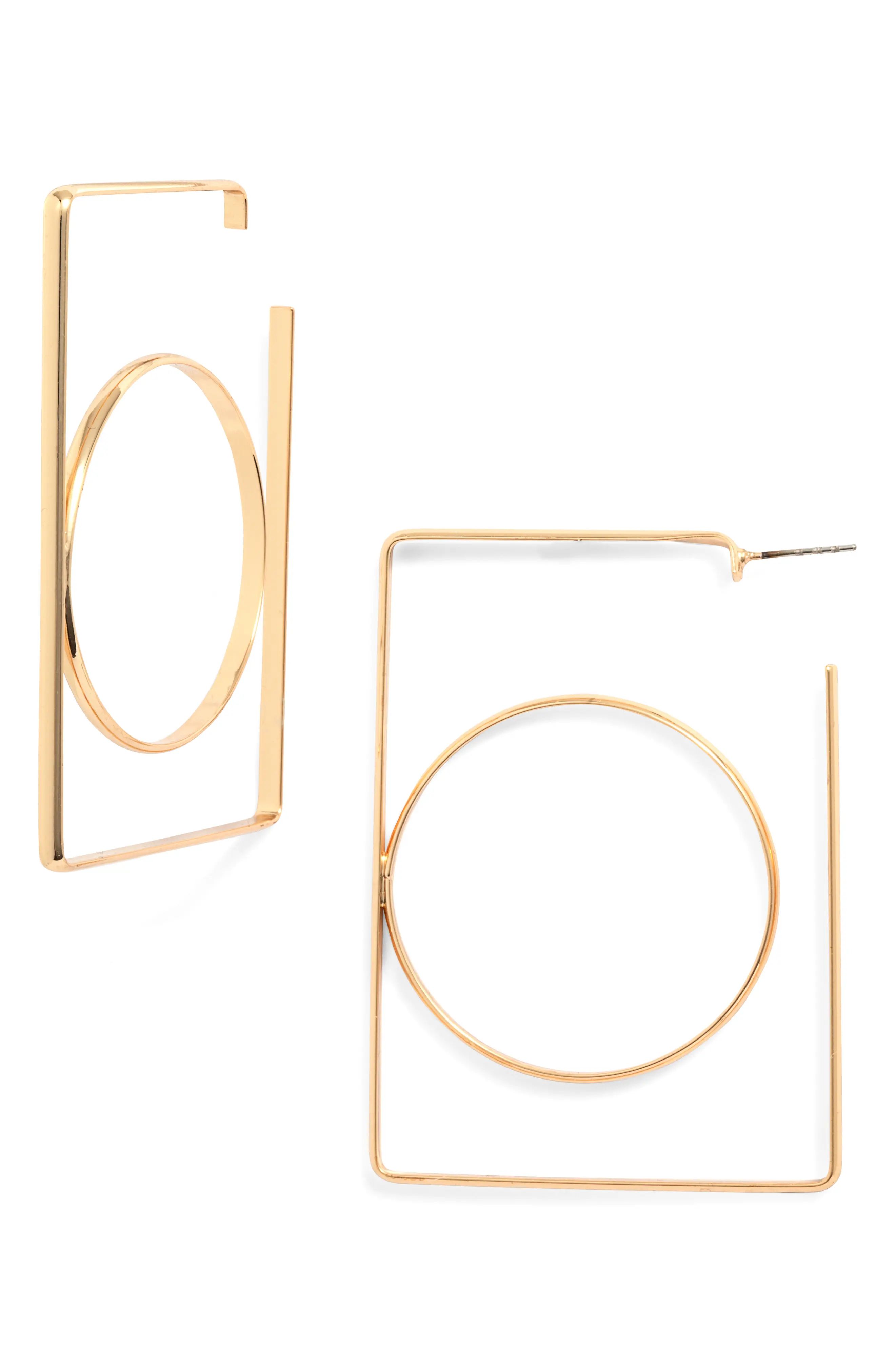 Open Edit Jumbo Geo Hoop Earrings in Gold Rectangle at Nordstrom | Nordstrom