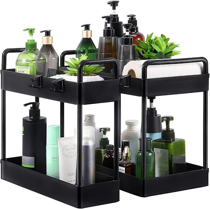 Amazon.com: PINPON Under Sink Organizers and Storage 2 Pack, Home Organization and Storage 2-Tier... | Amazon (US)