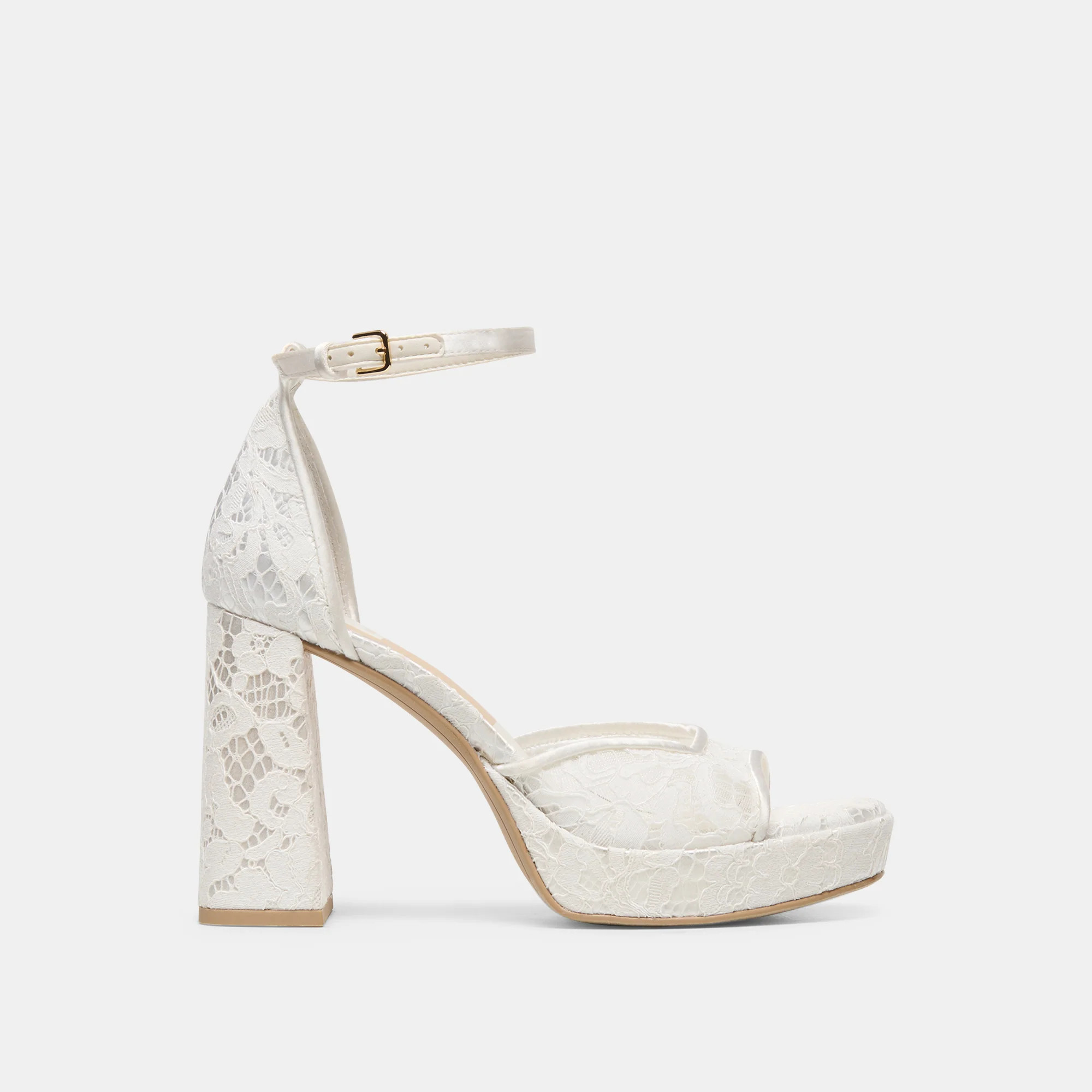 PANDRO True White Lace Platform Open-Toe Bridal Heels | Dolce Vita | DolceVita.com