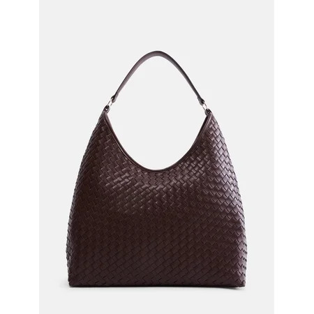 Scenario Women's Faux Leather Woven Hobo Shoulder Bag, Warm Chocolate | Walmart (US)