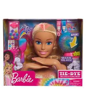 Just Play Barbie Tie-Dye Deluxe 22-Piece Styling Head, Blonde Hair, Includes 2 Non-Toxic Dye Colo... | Macys (US)