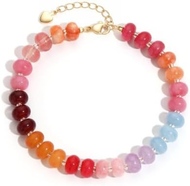 colorful Natural Stone Beaded Bracelets for Women, Boho Handmade Gemstone Bracelet, Stackable Sum... | Amazon (US)
