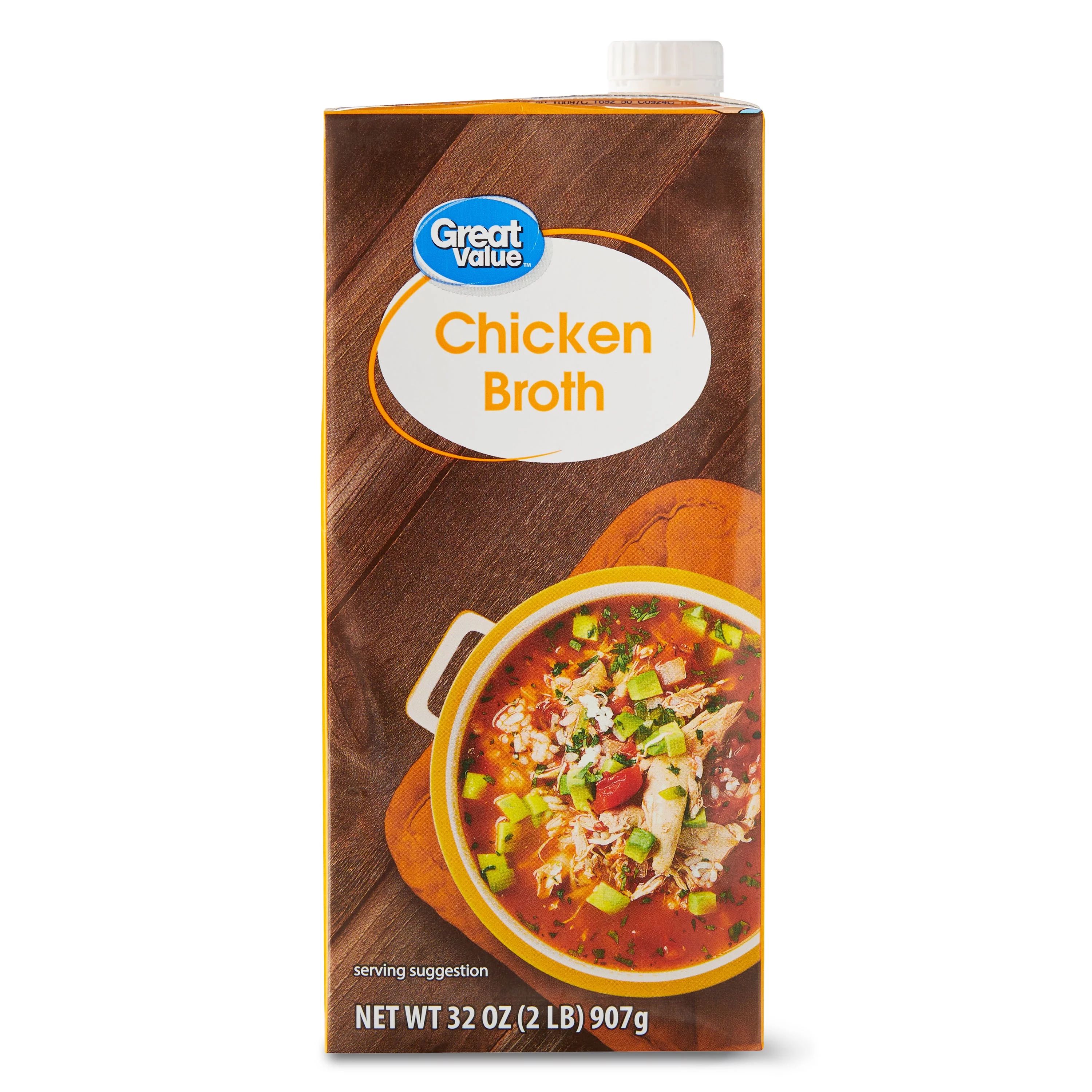 Great Value Meat-Based Chicken Broth, 32 oz Carton, Ready-to-Serve, Shelf-Stable/Ambient | Walmart (US)