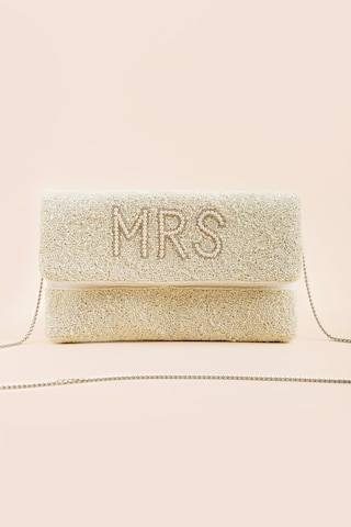 Women's MRS Pearl Beaded Foldover Clutch in White by Francesca's - Size: One Size | Francesca's