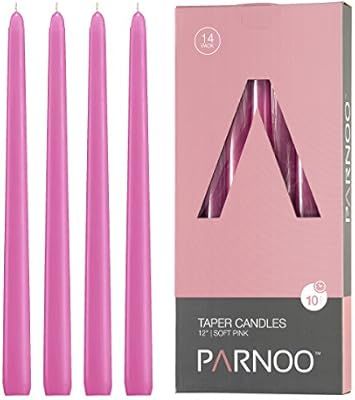 Light In The Dark Pink Taper Candles - Set of 14 Dripless Candles - 12 inch Tall, 3/4 inch Thick ... | Amazon (US)