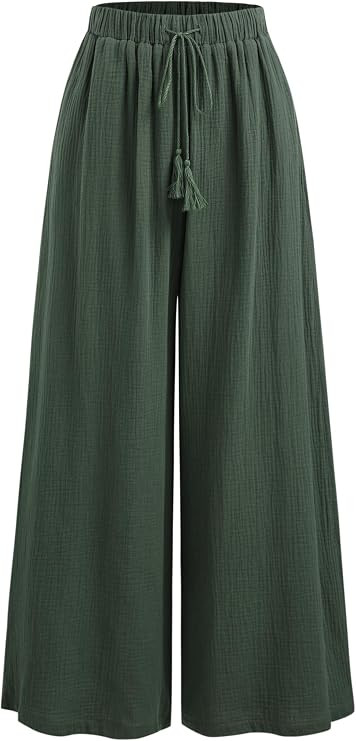 CIDER Women's High Waisted Wide Leg Pants with Pockets Drawstring Palazzo Business Casual Dress P... | Amazon (US)