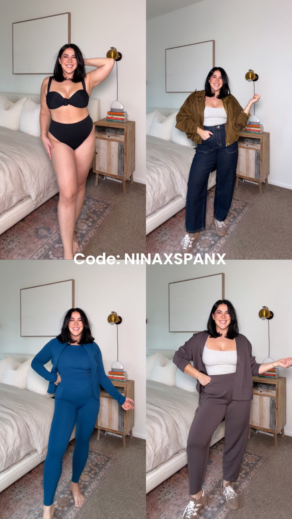 Size L in all :) code NINAXSPANX - shaping outfits, barrel jeans, shaping swim. 

#LTKfitnessgoals #LTKootd #LTKSwim
