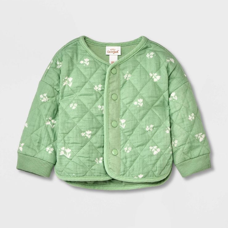 Baby Girls' Diamond Quilted Denim Jacket - Cat & Jack™ Green | Target