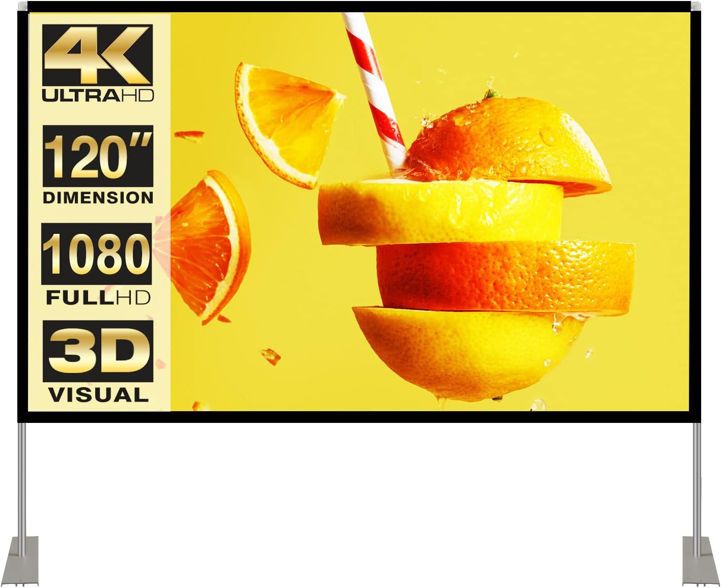 Projector Screen with Stand 120 inch 16:9 HD 4K Outdoor Indoor Projection Screen for Home Theater... | Amazon (US)