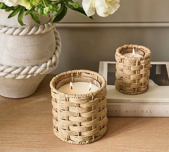 Rattan Candle - Coastal Blossom &amp; Sage | Pottery Barn (US)