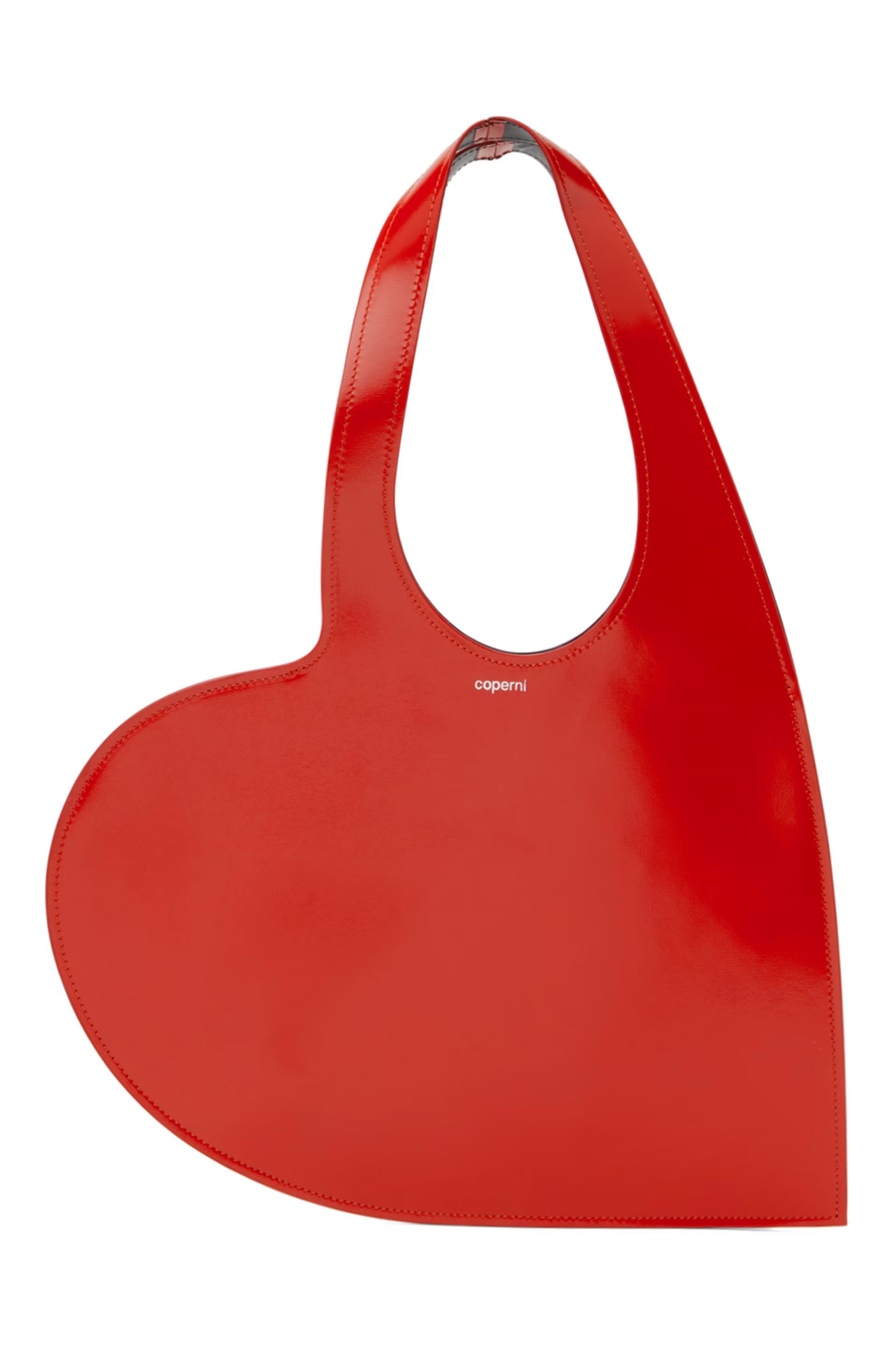 Red Gloss Leather Mini Heart Tote | SSENSE