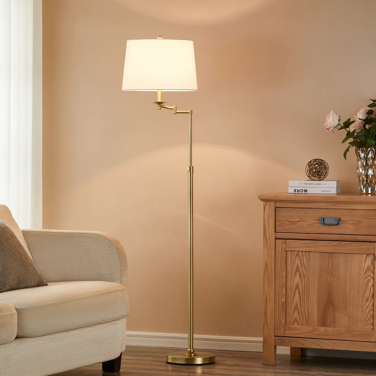 Aleinah 64.5'' Adjustable Height Swing Arm Floor Lamp | Wayfair North America