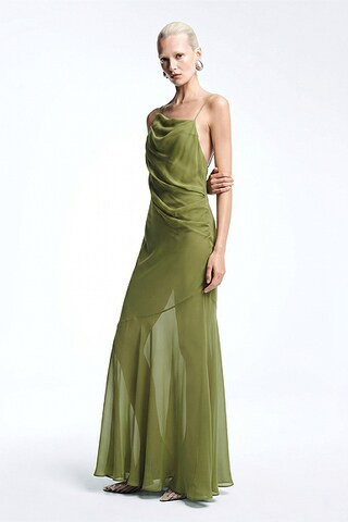 REVOLVE LOS ANGELES Siagre Silk Backless Gown in Green - Green. Size XXS (also in L, M, S, XL, XS). | FWRD 