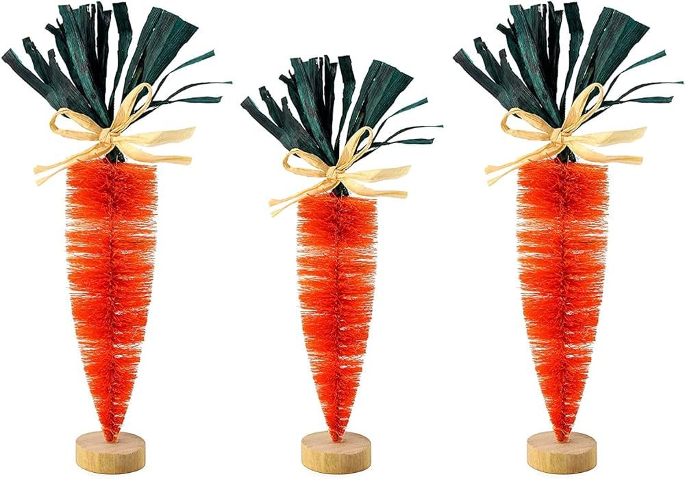 Decorae Bottlebrush Carrots (Set of 3); Cute Tabletop Easter Decor in Vintage Style | Amazon (US)