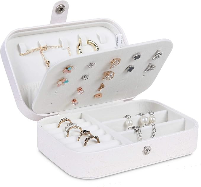 misaya Jewelry Box for Women Doubel Layer Travel Jewelry Organizer for Necklace Earring Rings Spa... | Amazon (US)