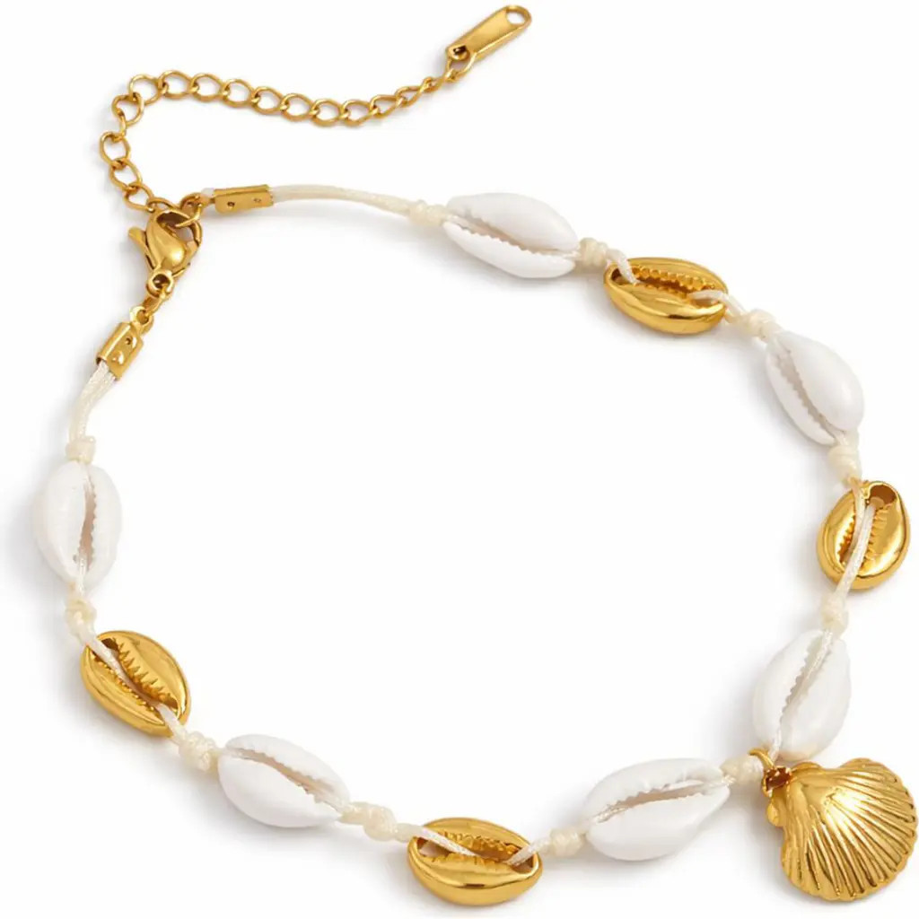 REBL Mixed Shell Charm Anklet in Gold at Nordstrom Rack | Nordstrom Rack
