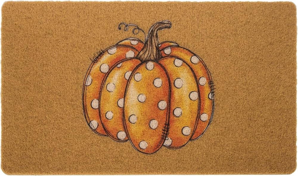 Polka-Dot-Pumpkin Coir-Welcome-Mats Non-Slip Fall-Front-Door-Mat - Fall Harvest Thanksgiving Indo... | Amazon (US)