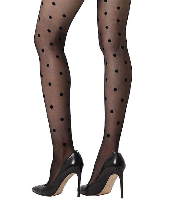 MeMoi Women's Tights BLACK - Black Polka Dot Tights - Women | Zulily