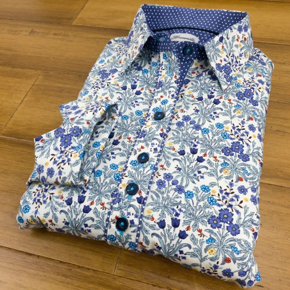 Ladies Long Sleeve Blue Forget-me-not Flower Print Shirt / | Etsy UK | Etsy (UK)