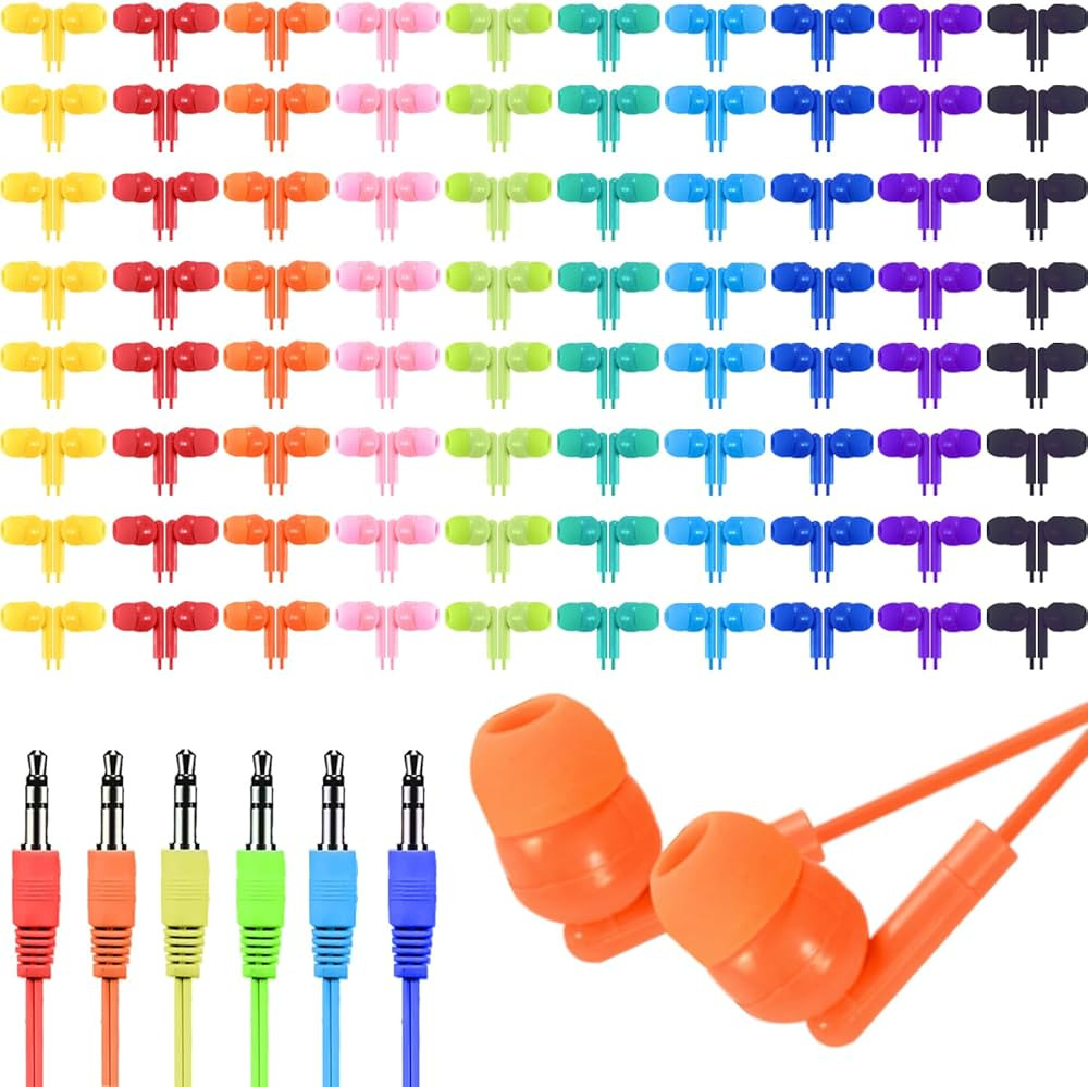 50 Pack Bulk Earbuds for Kids, Classroom Set Earbuds, Affordable in-Ear with 3.5mm Jack, Wired He... | Amazon (US)