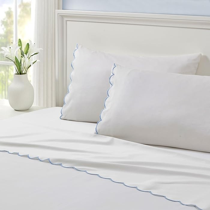 Peri Home Twin Size Sheet Set, 3 Piece Bed Sheets, Breathable Soft 300 TC 100% Cotton with Embroi... | Amazon (US)