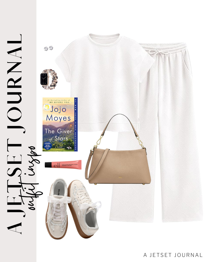 This matching loungewear from PRETTYGARDEN is what I want to wear for a morning walk in the park while reading The Giver of Stars by Jojo Moyes. I love using Vilanva fashion sneakers with this outfit. 

 #LTKSeasonal #LTKSaleAlert #LTKTravel
