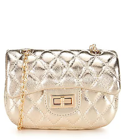 GB Girls Metallic Quilted Crossbody Handbag - Gold | Dillard's