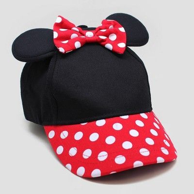 Toddler Girls' Minnie Mouse Baseball Hat - Black/Red One Size Fit Most | Target