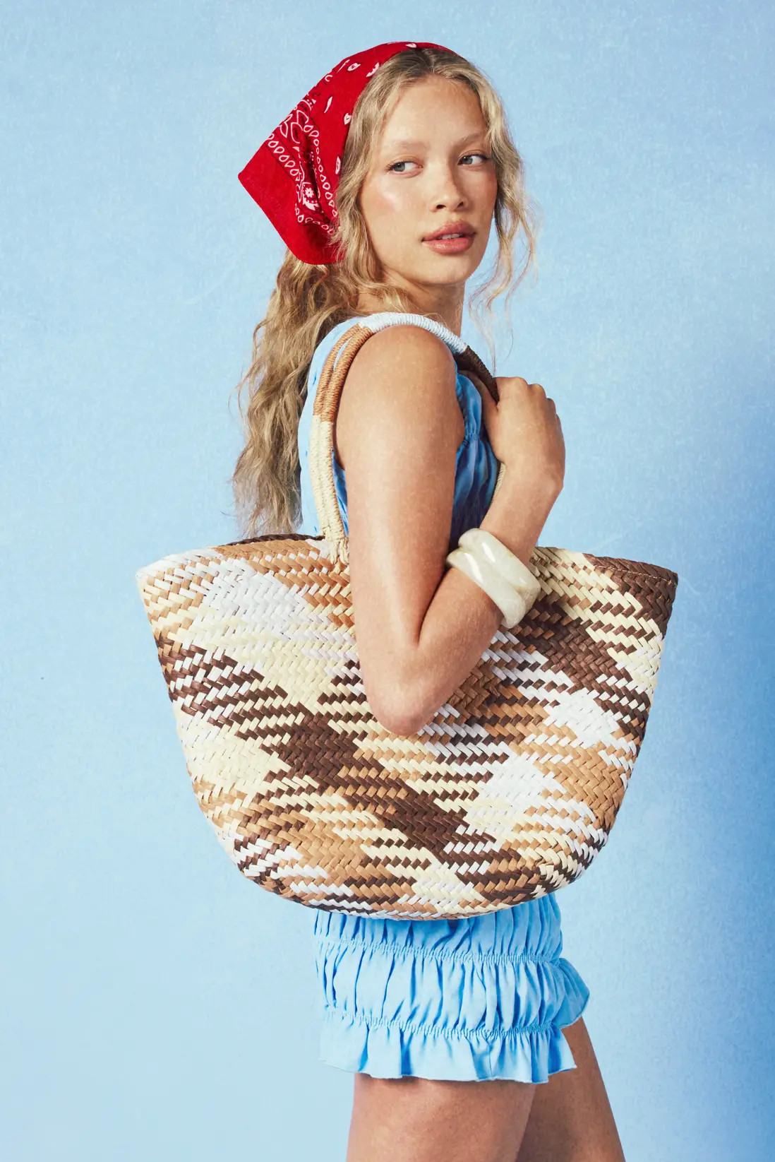 Brown Woven Straw Detail Structured Beach Bag | Boohoo | Boohoo.com (UK & IE)
