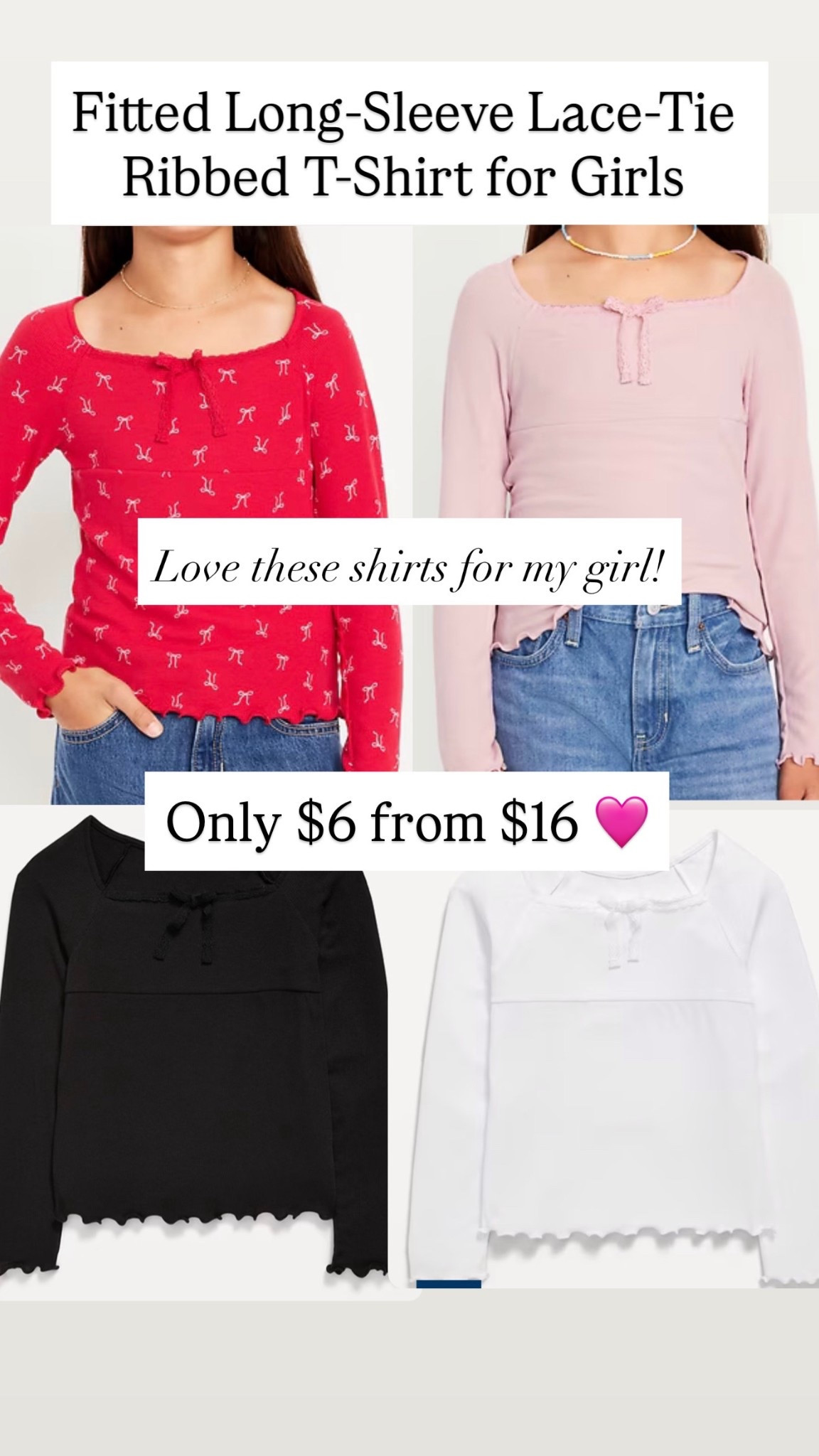 Fitted Long-Sleeve Lace-Tie Ribbed T-Shirt for Girls are $6

#LTKKids #LTKSaleAlert