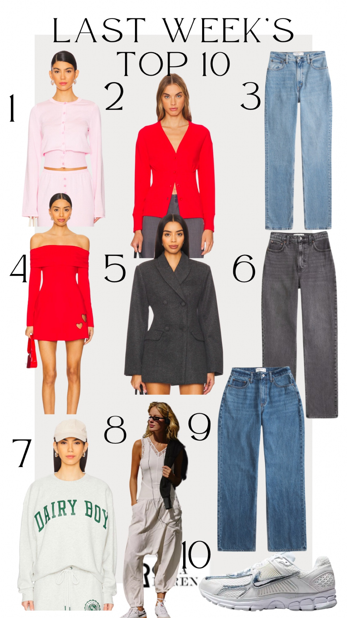 Last weeks best sellers!

1. I am having a thing for cardigans and I love this cutie pink one, especially in the set🩷
2. Another cardigan fav! Love the red
3. Abercrombie jeans are always in the top and they’re still on crazy sale! Use code “DENIMAF” for additional 15% off
4. I love this valentines dress so much
5. Love elevating outfits with this blazer
6. Another Abercrombie jeans staple 👌🏻
7. Love this cozy sweatshirt and also can get in a set, it’s perfect!
8. This jumpsuit is too good and on major sale!
9. Third pair of Abercrombie Jean! Love the loose fit
10. I mean these shoes 😍 they’re so good

#LTKStyleTip #LTKFindsUnder100 #LTKSaleAlert