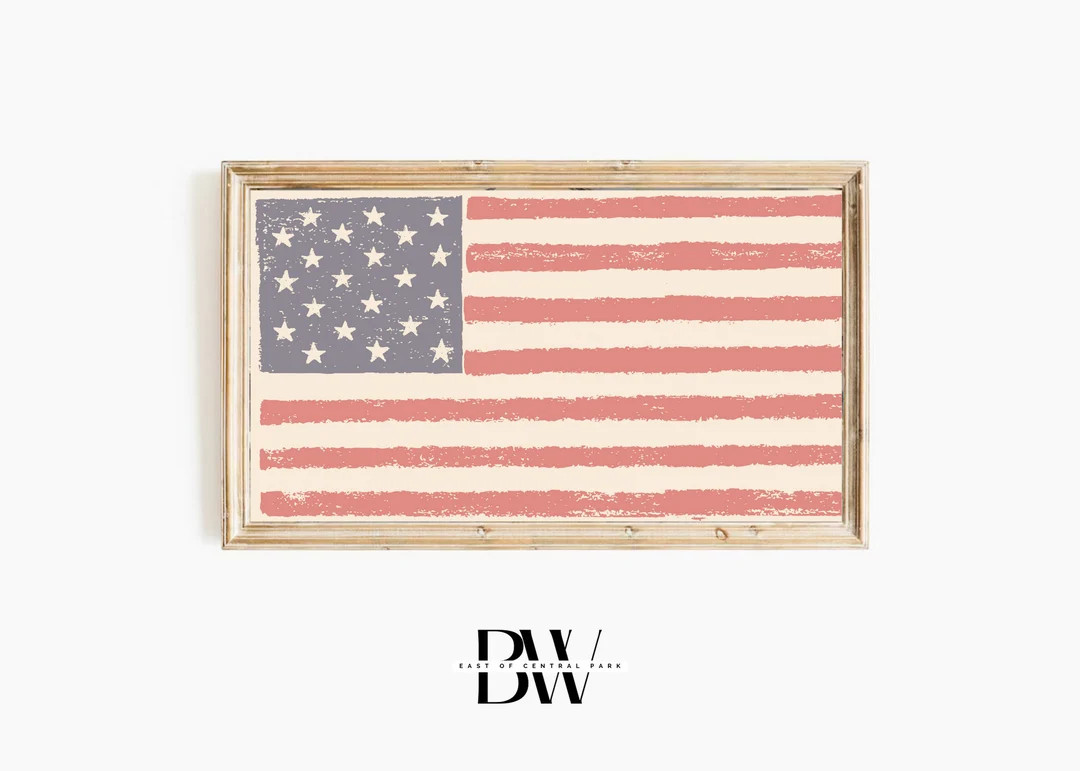 Samsung Frame TV | Antique Vintage American Flag | 4th of July | Modern Traditional | Independenc... | Etsy (US)
