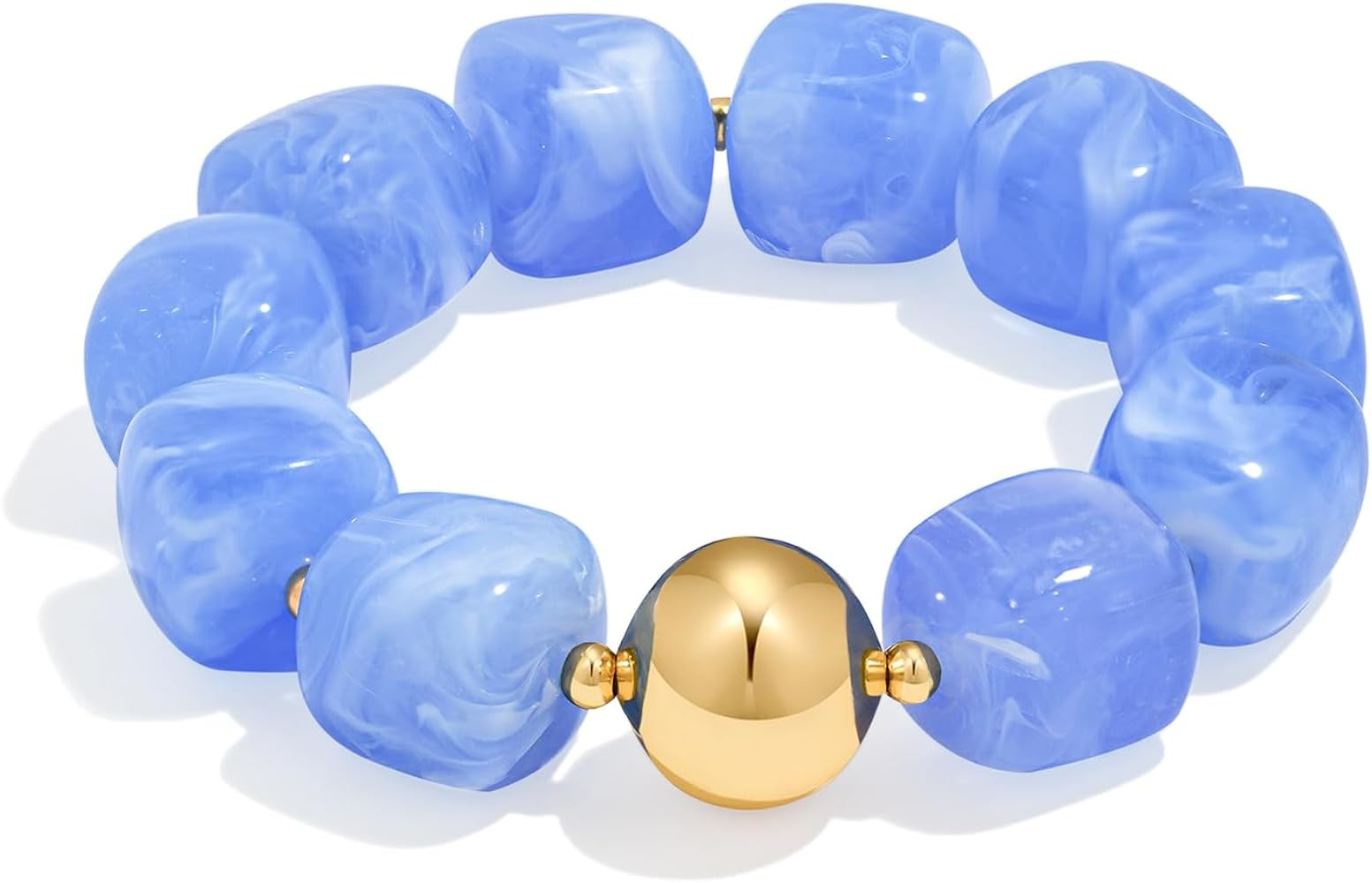 Multicolor Chunky Beaded Bracelet for Women Bold Acrylic Resin Stretch Bracelet Summer Beach Stat... | Amazon (US)