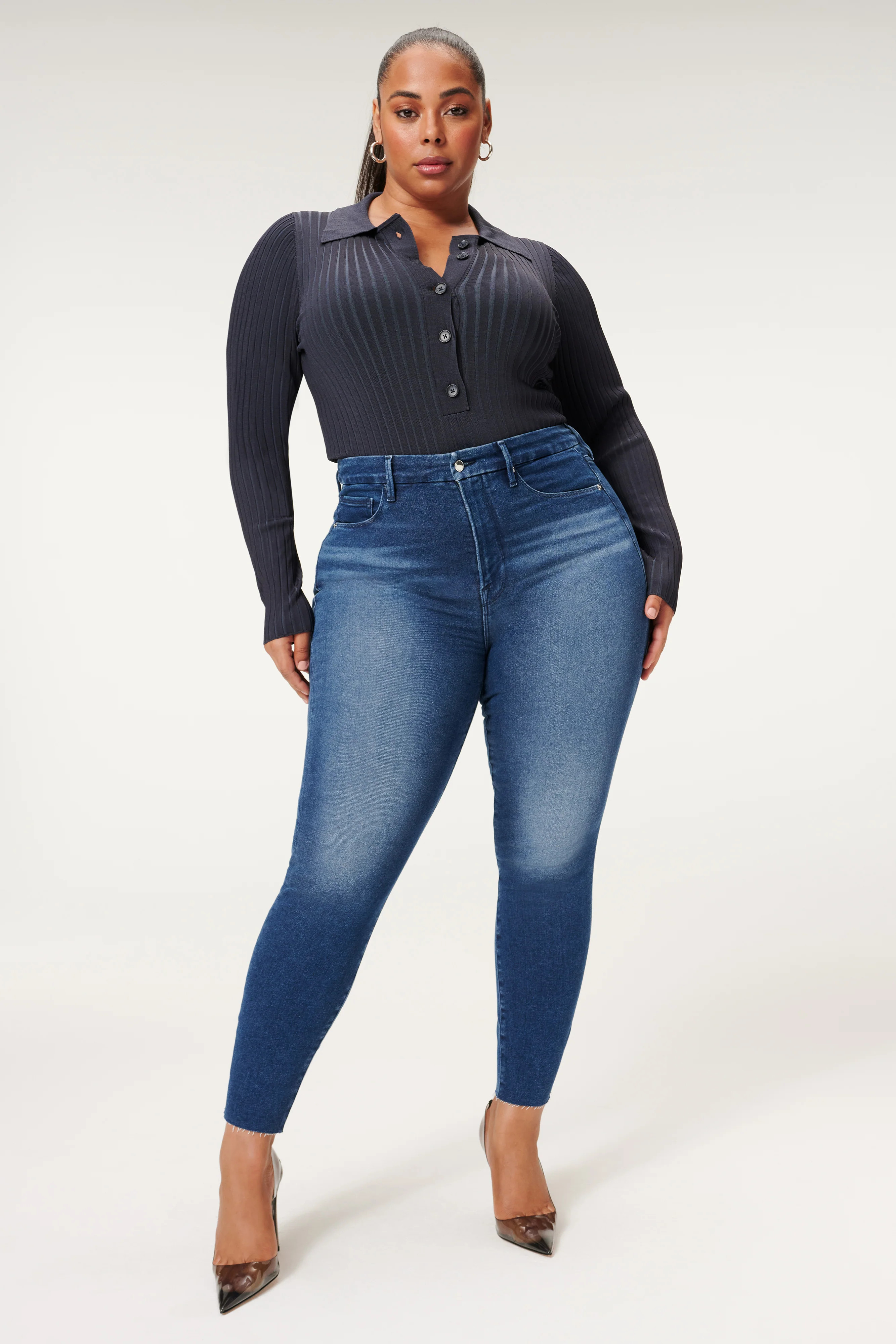 GOOD WAIST RAW HEM | BLUE867 | Good American