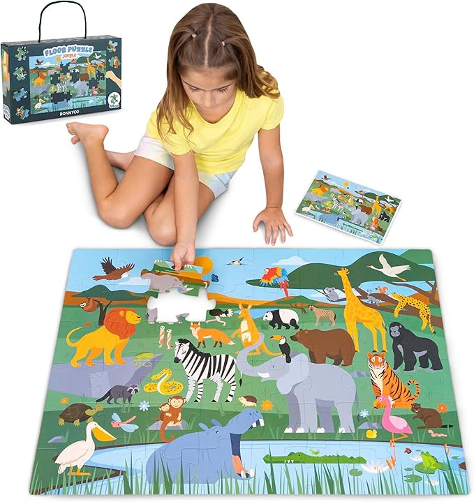 Amazon.com: BONNYCO Giant Floor Puzzles for Kids of Jungle Animals with 48 Large Pieces. Safari J... | Amazon (US)